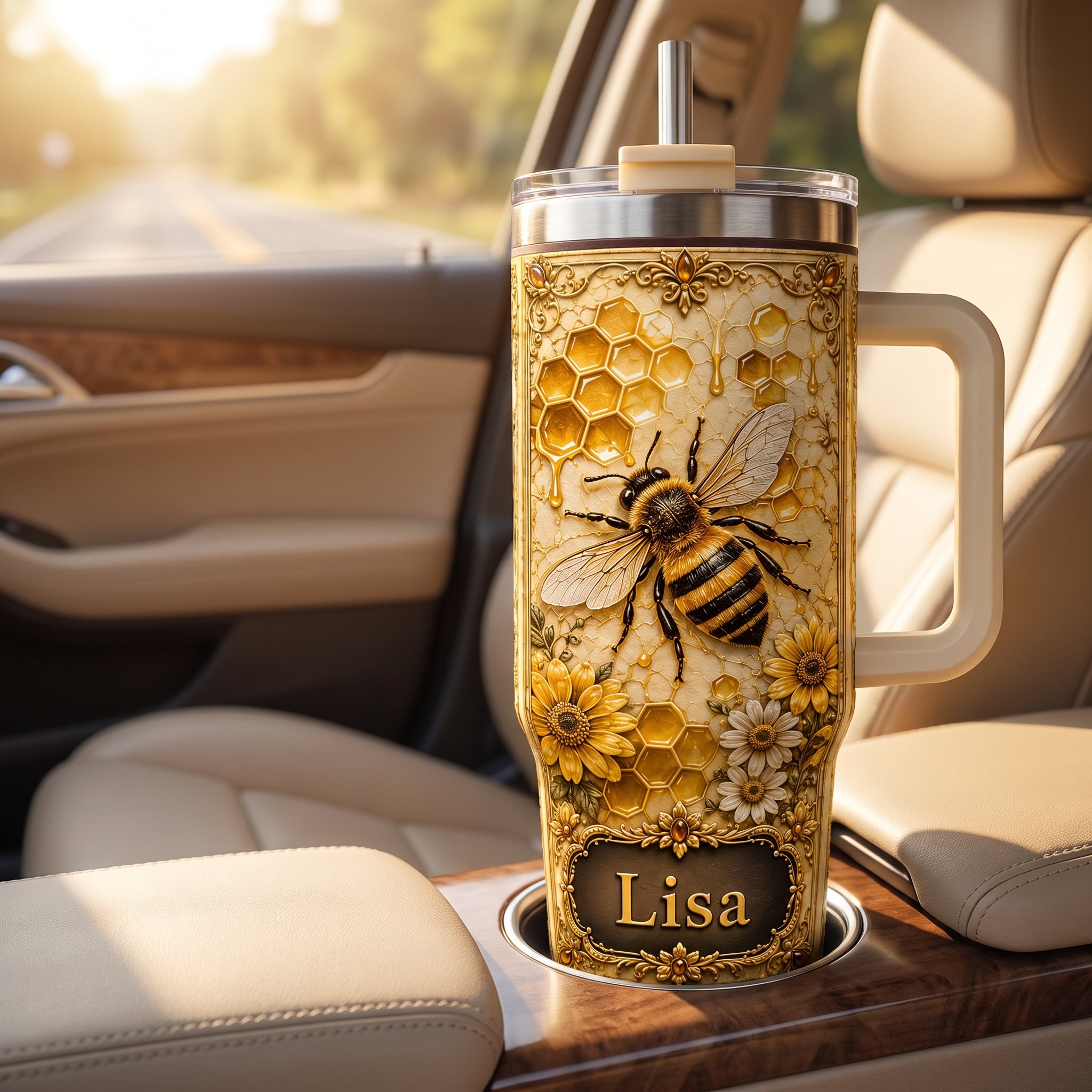 Personalized Bee Honeycomb Tumbler 🐝🌻