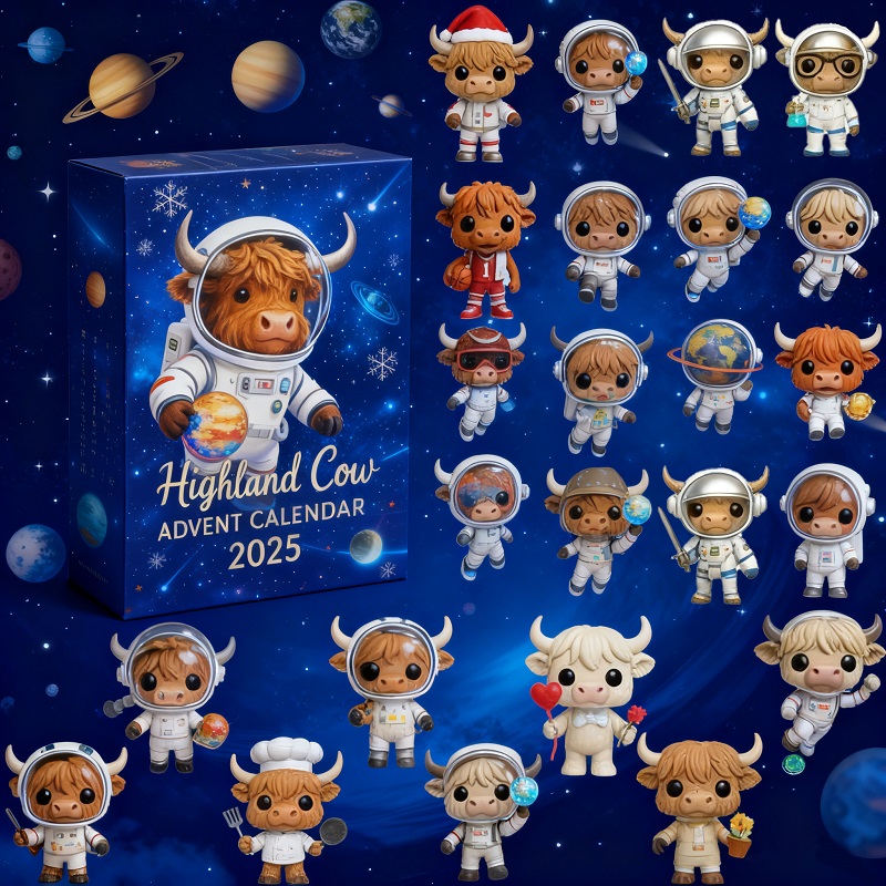 Astronaut Highland Cow Advent Calendar 2025 🐮🧑‍🚀--24 Days of Surprises