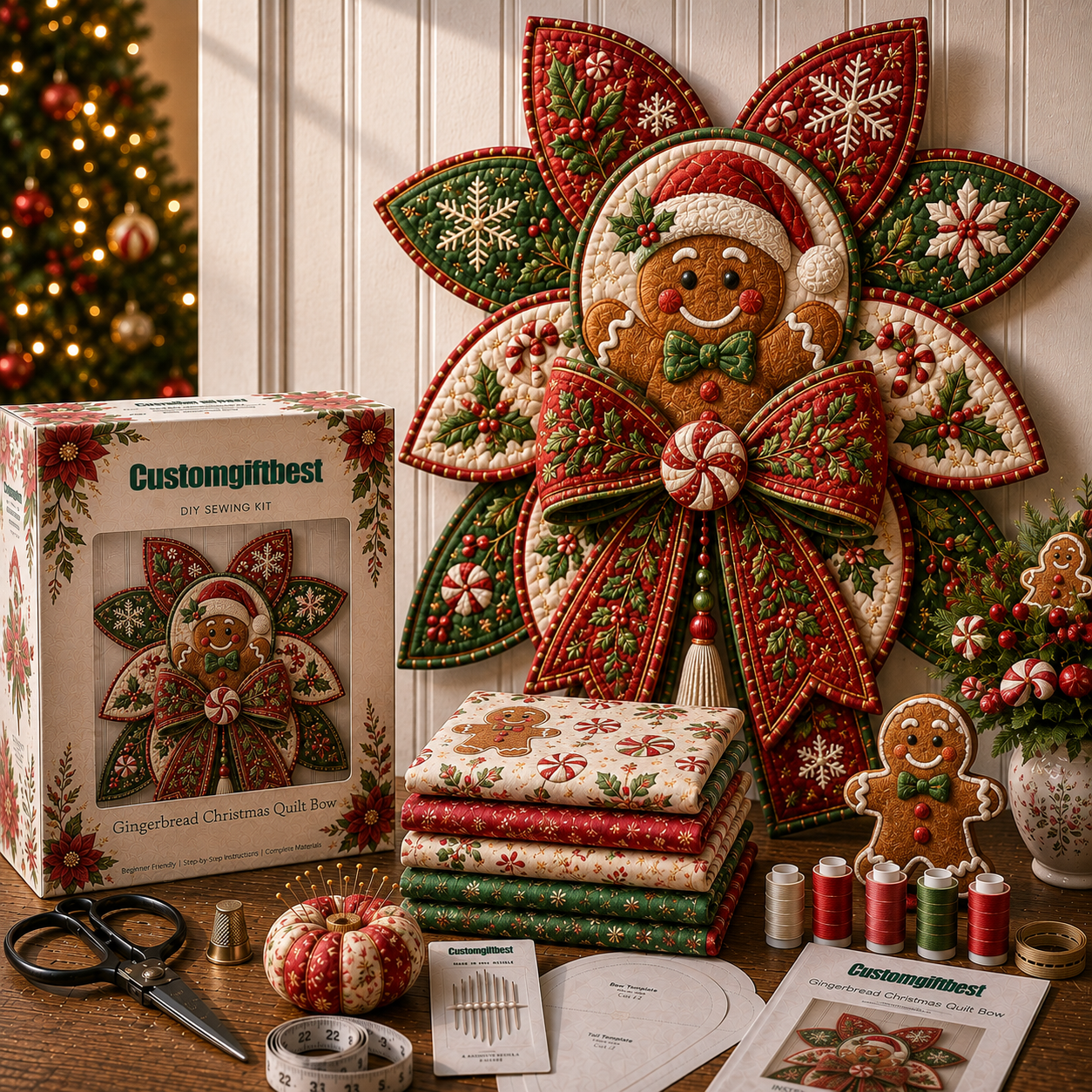 Christmas DIY Quilt Bow Sewing Kit 🎄
