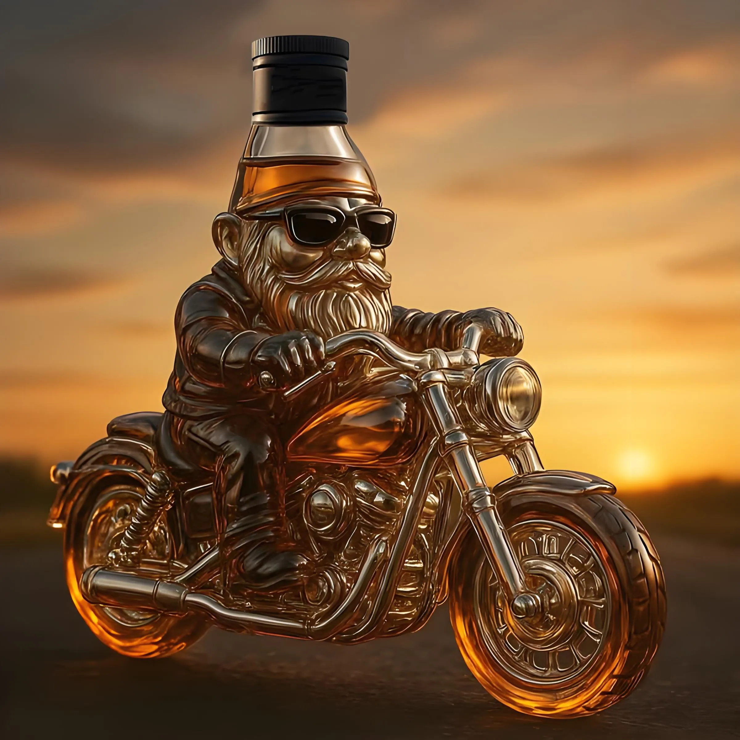 🎅 Santa Claus Motorcycle Wine Bottle: Rebel with a Claus