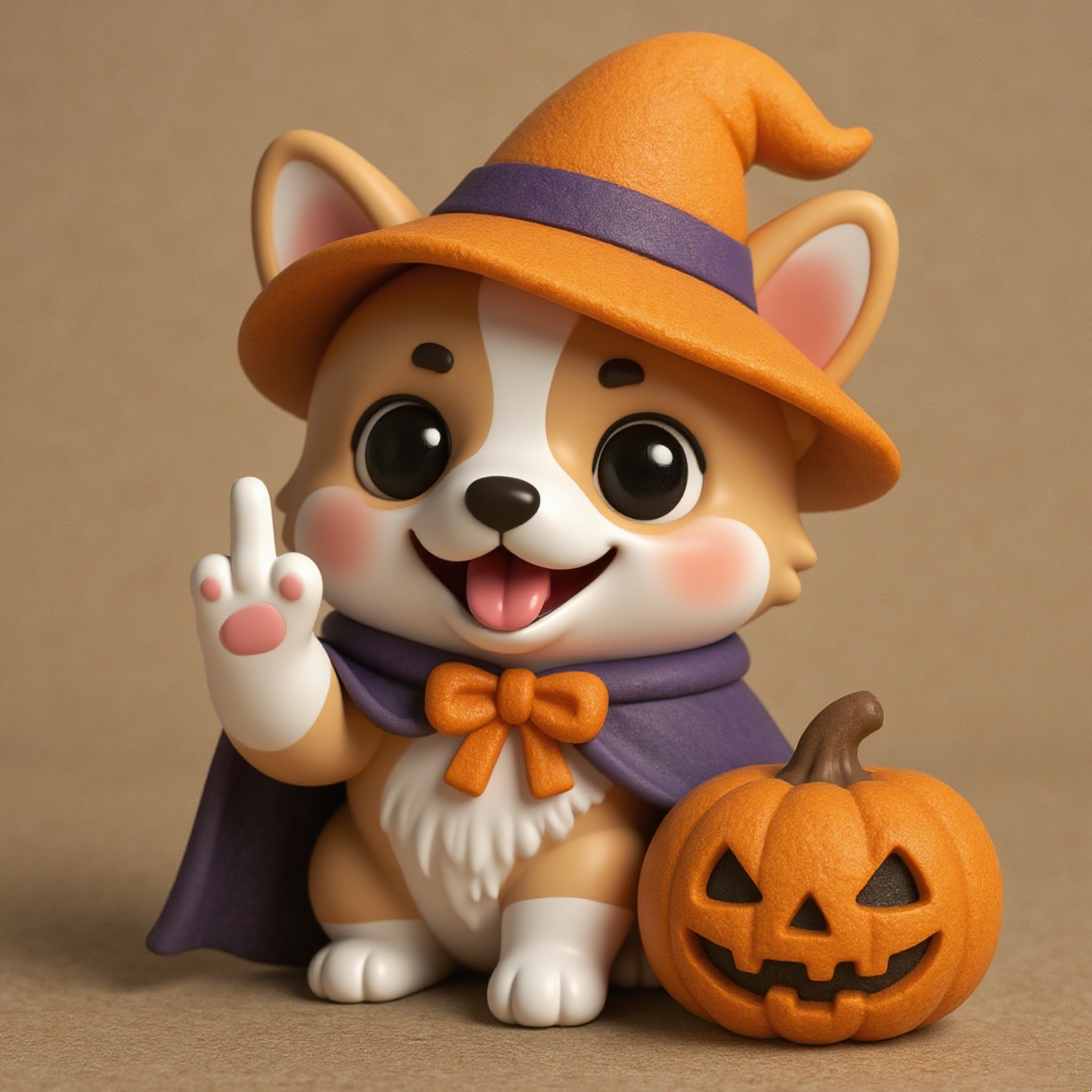 Middle Finger Halloween dog Figure
