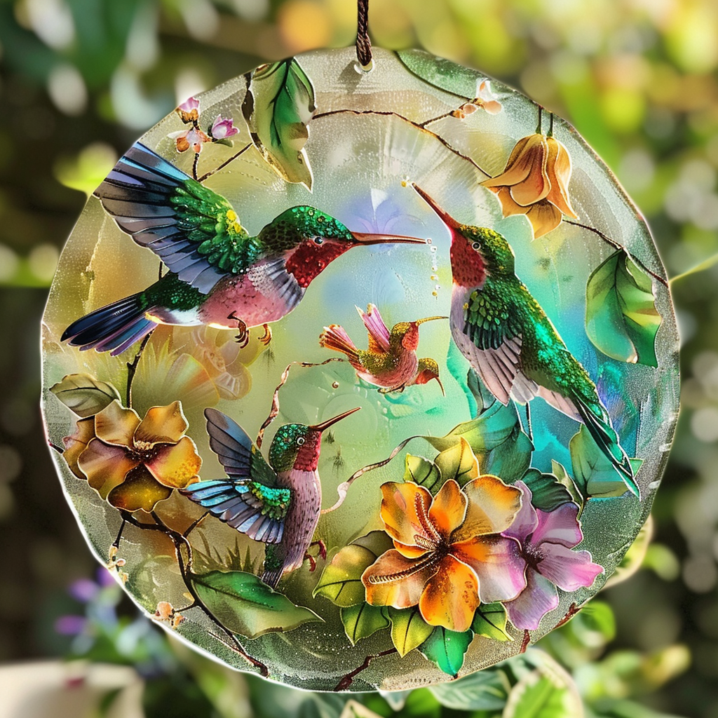 💐🌈Floral Hummingbird Suncatcher