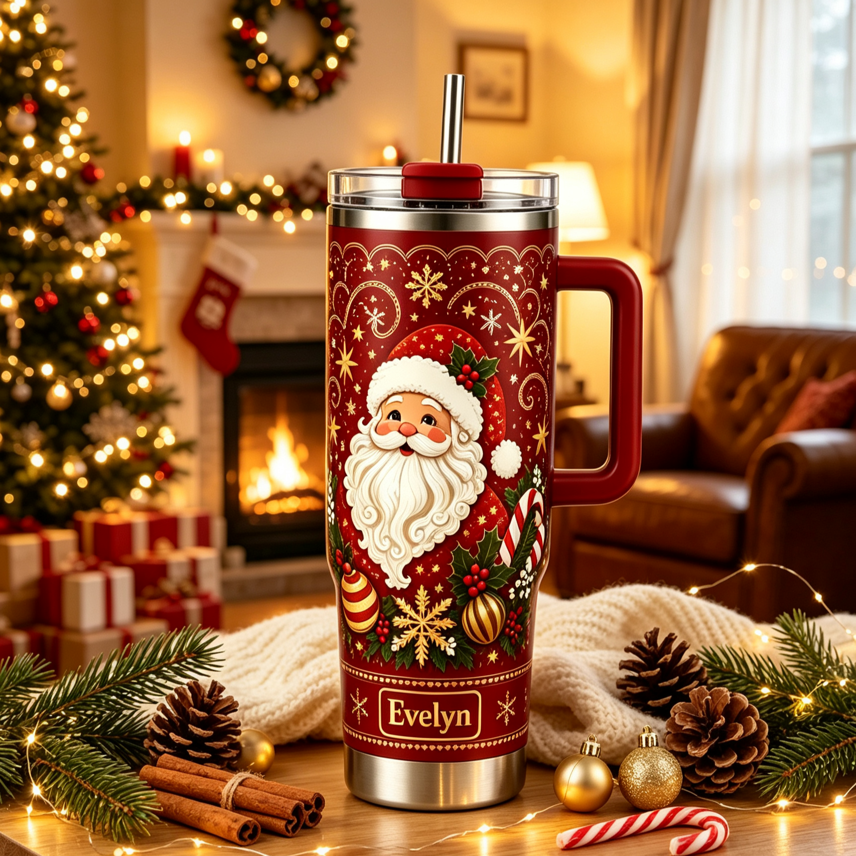 🎅🎄Personalized Vintage Santa Christmas Tumbler 🥤
