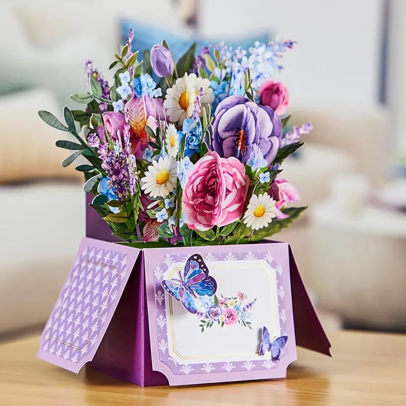 Colorful Floral Box Pop up Card for Mother's Day