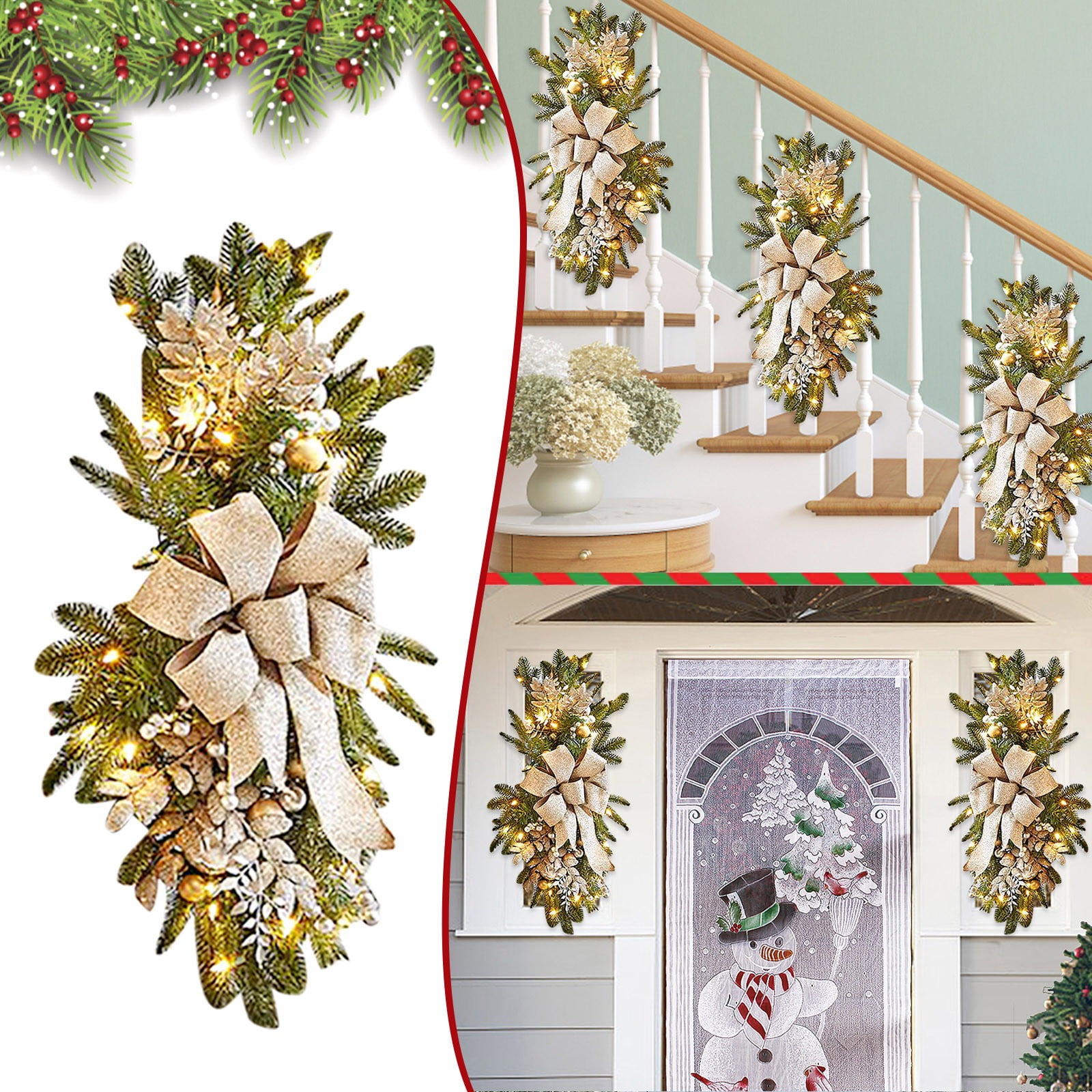 🎄CHRISTMAS PRE-SALE 49% OFF -The Cordless Prelit Stairway Swag Trim