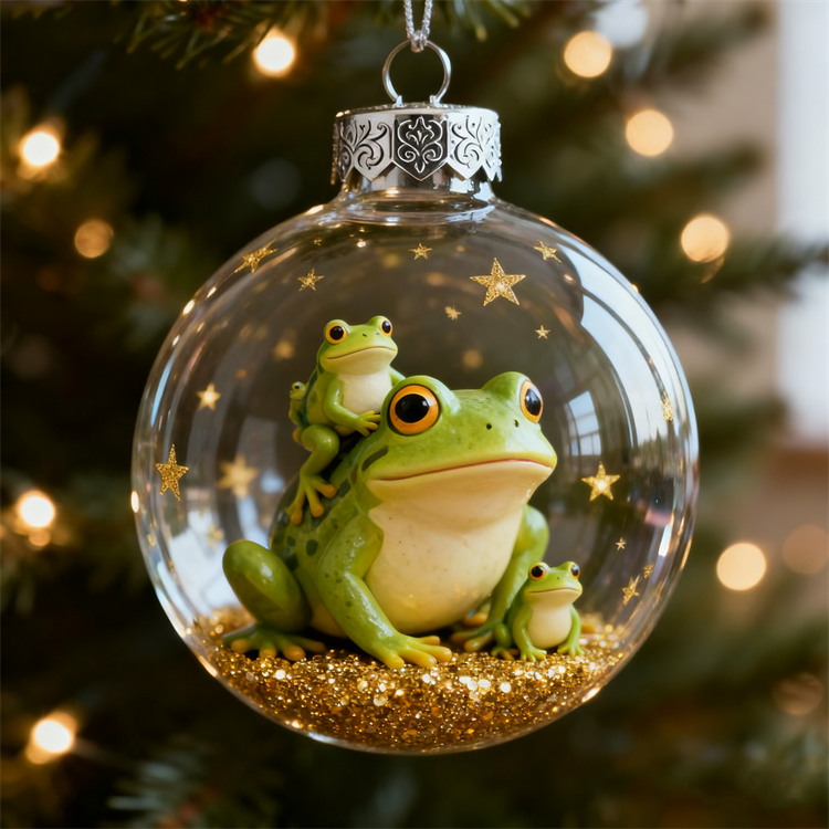 🐸🎄 Frog Christmas Ornament Set