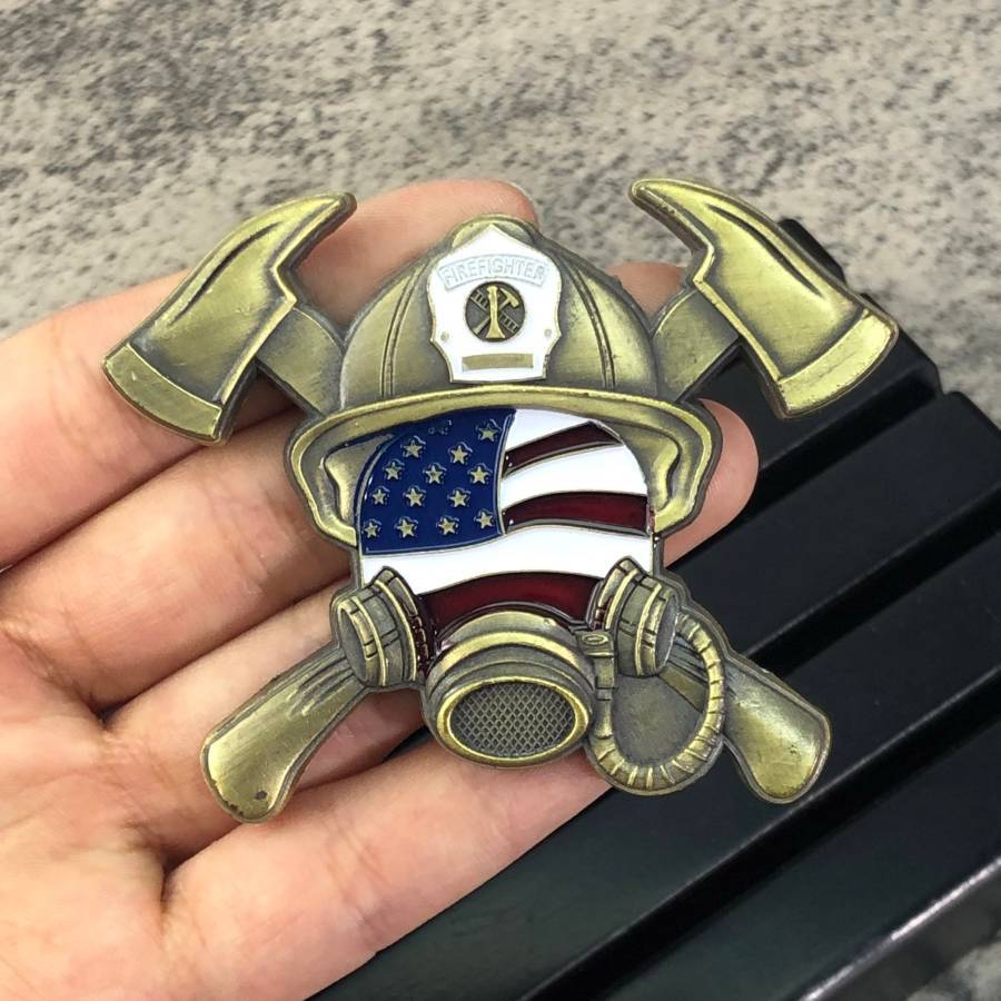 Firefighter Challenge Coin with Maltese Cross