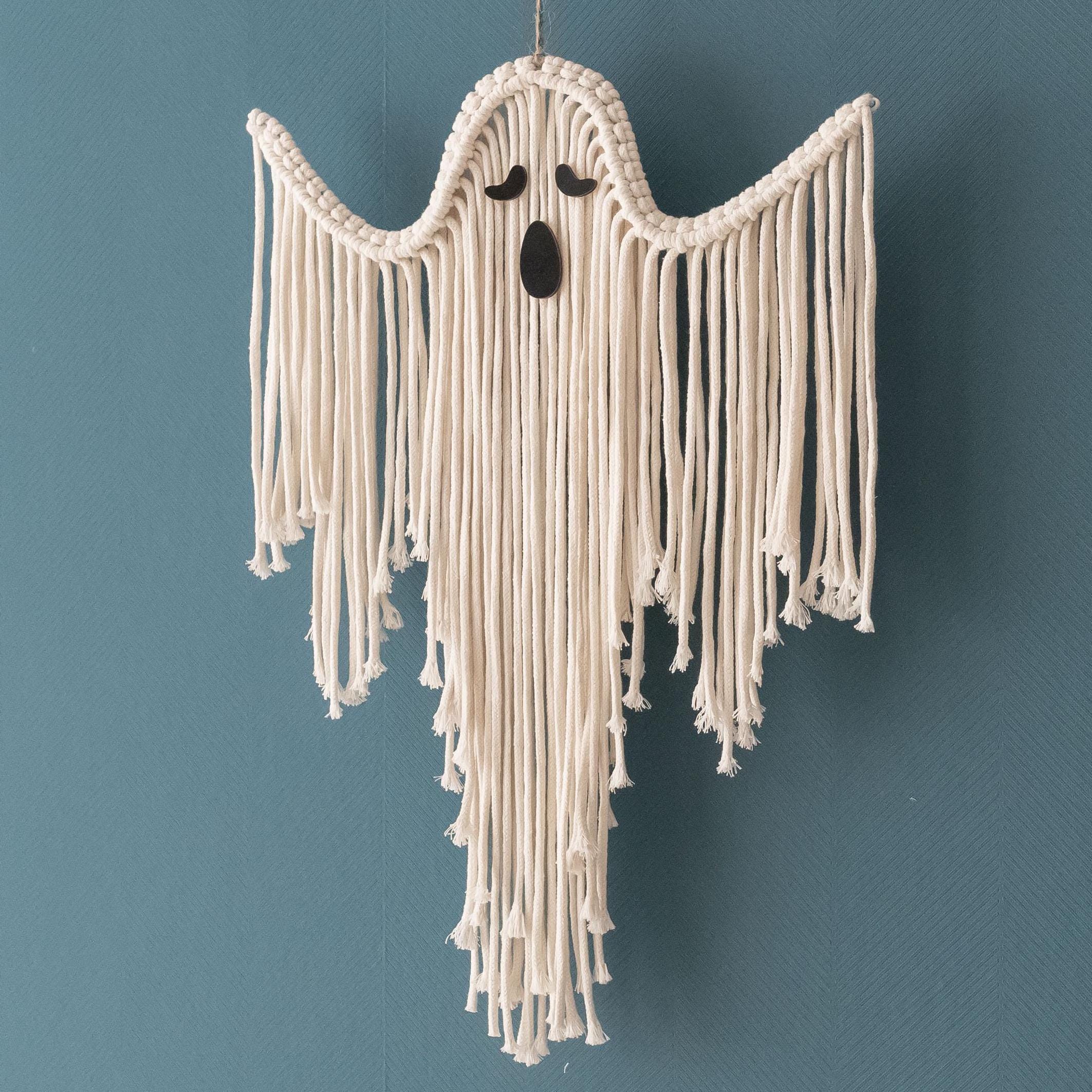 Halloween Macrame Ghost Spooky Wall Hanging for Gothic Decor