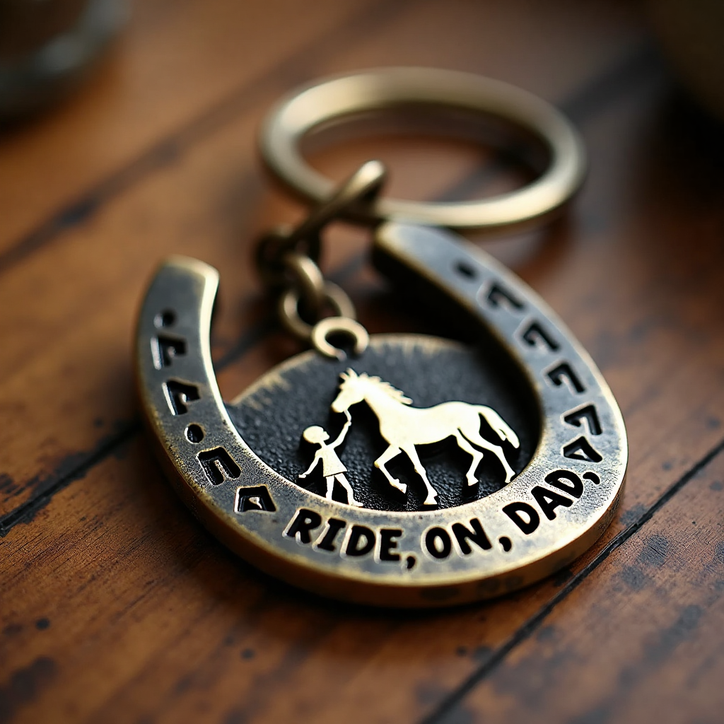 🐎"Ride on, Dad" Horseshoe Keychain - A Timeless Gift of Strength & Love