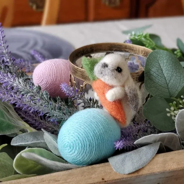 🐰🥕Felted Lop Eared Bunny With Carrot