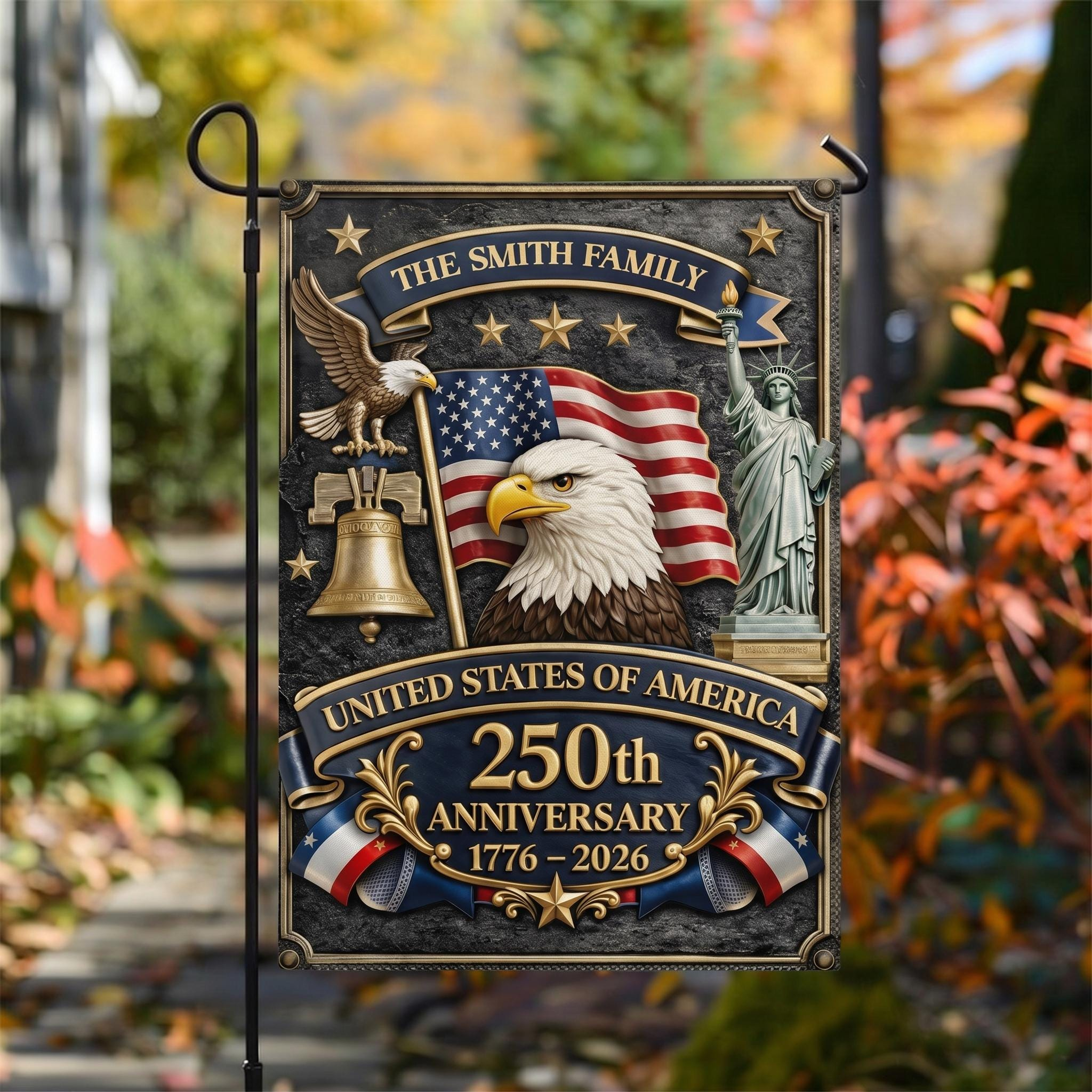 Personalized America 250th Anniversary Garden Flag