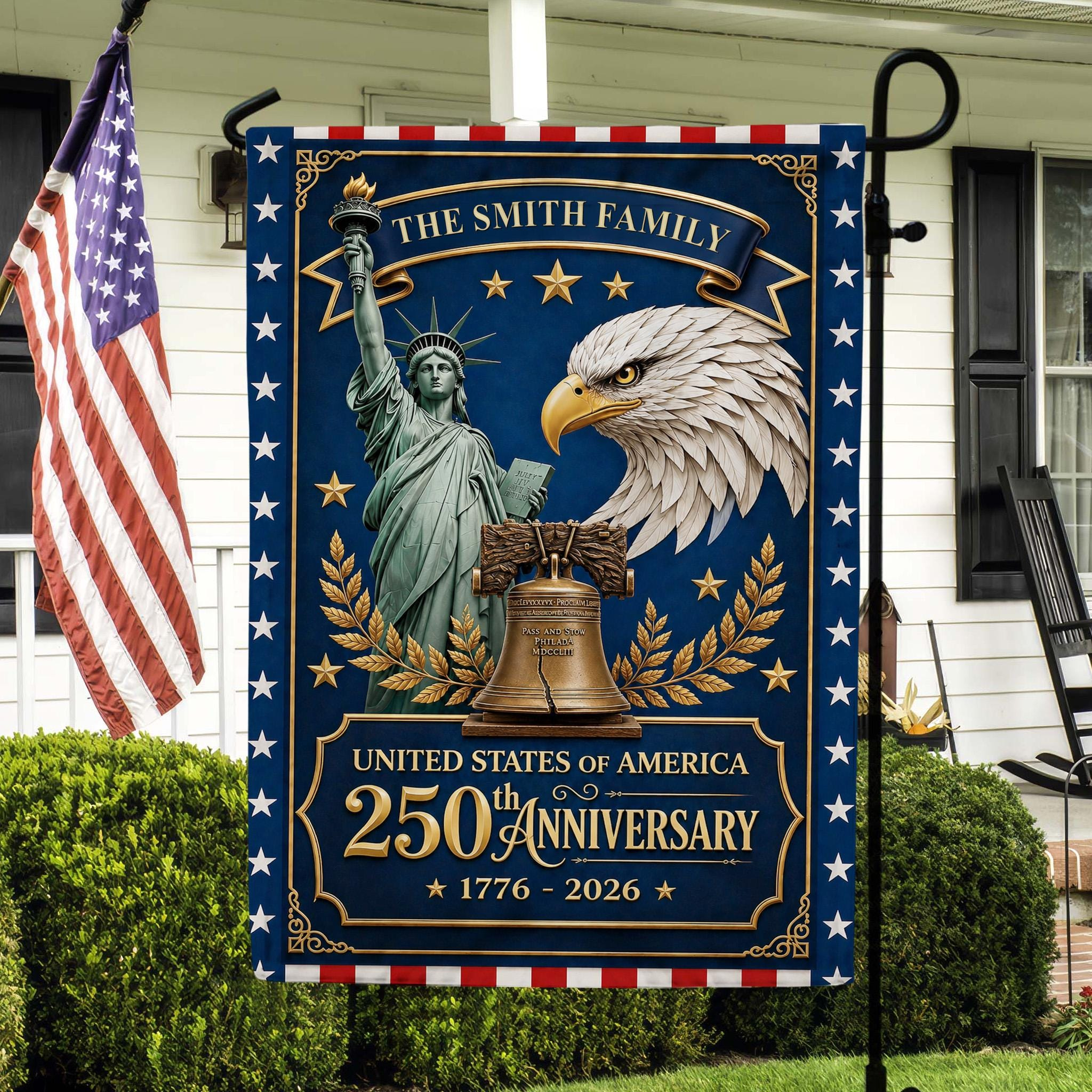 Personalized America 250th Anniversary Garden Flag