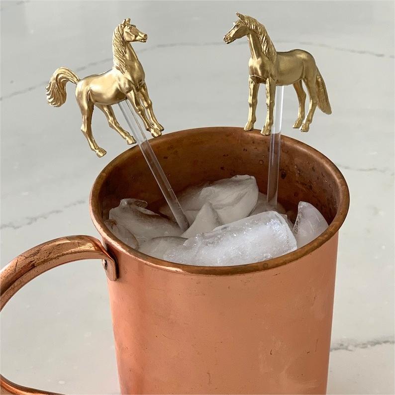 🌹150th Kentucky Derby🐎Derby Party Horse Drink Stirrers- Set of 6