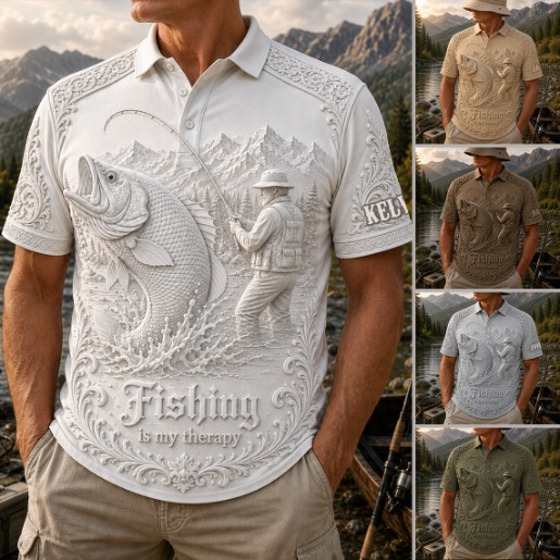 Love Fishing, Fishing Is My Therapy - Personalized Fishing Polo Shirt