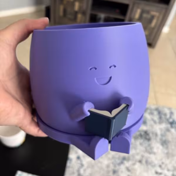 Cute Reading Buddy Planter Pot – Funny Book Lover Plant Holder for Indoor Decor