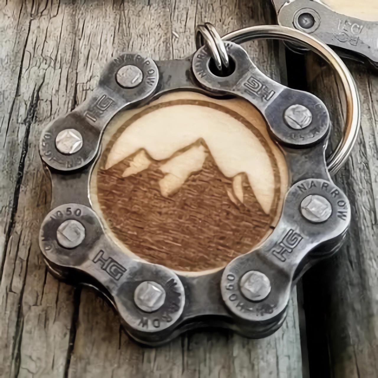 Engraved Wooden Bike Themed Keychain