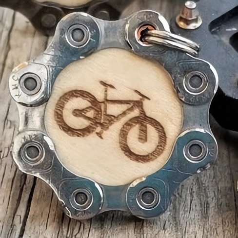 Engraved Wooden Bike Themed Keychain