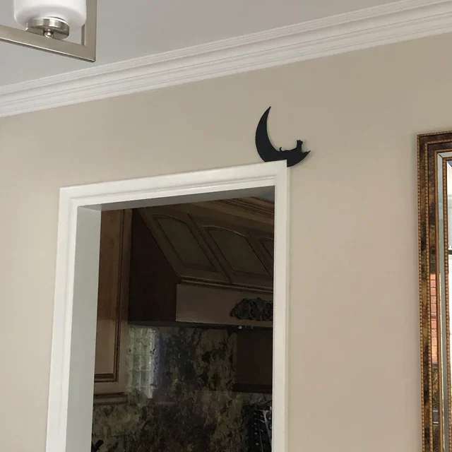 Halloween Black Cat Door Corner Sign Decoration