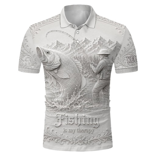 Love Fishing, Fishing Is My Therapy - Personalized Fishing Polo Shirt