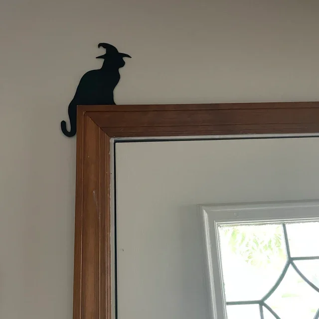 Halloween Black Cat Door Corner Sign Decoration