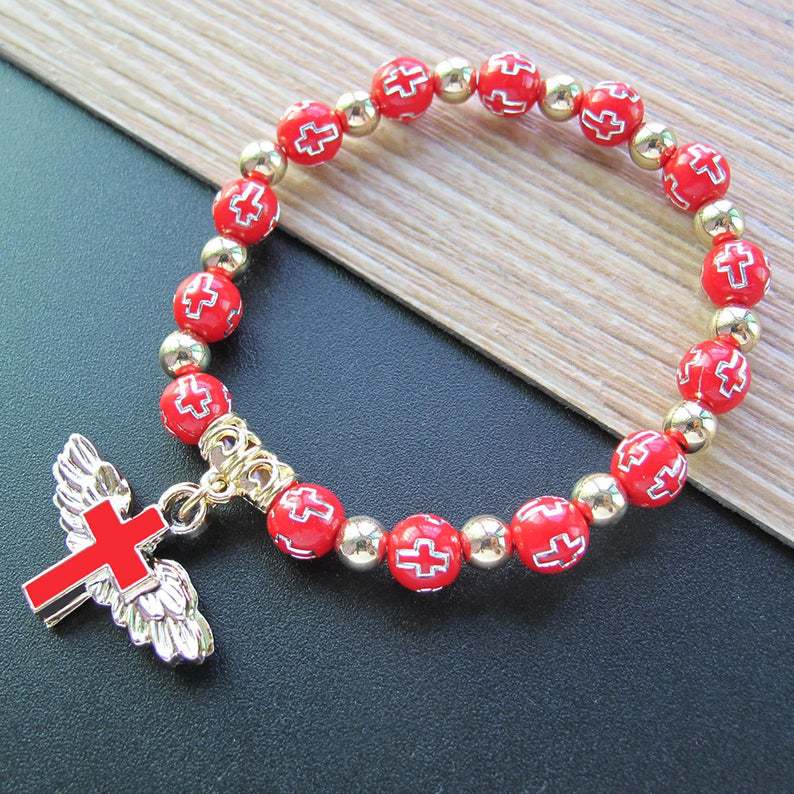 Angel Wing Cross Bracelet
