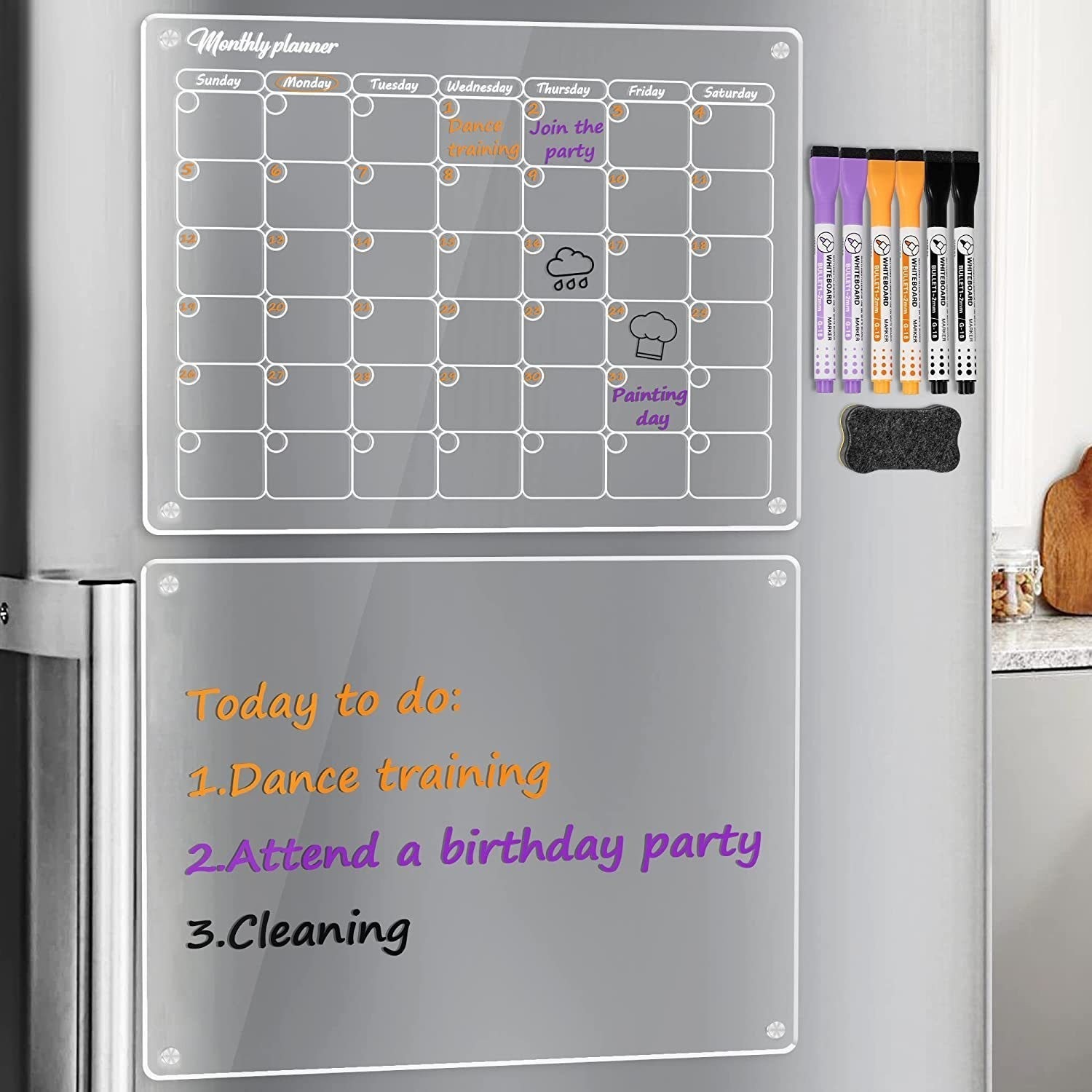 📆Magnetic Schedule Planner For Fridge【Permanently reusable】