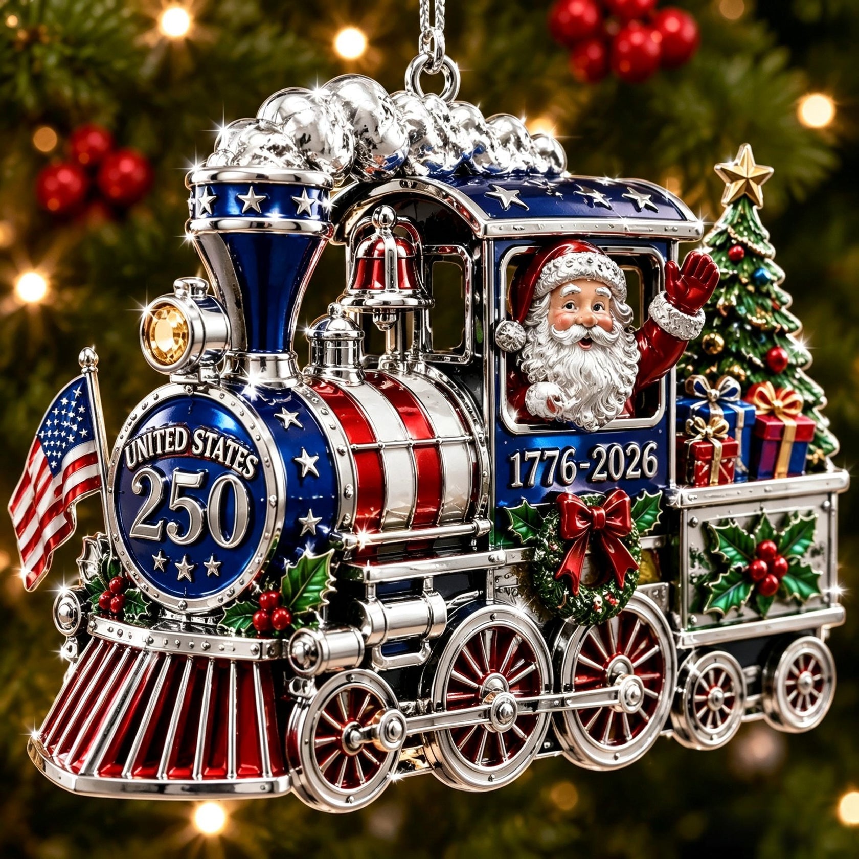 🎇 USA 250th Anniversary Christmas Ornament
