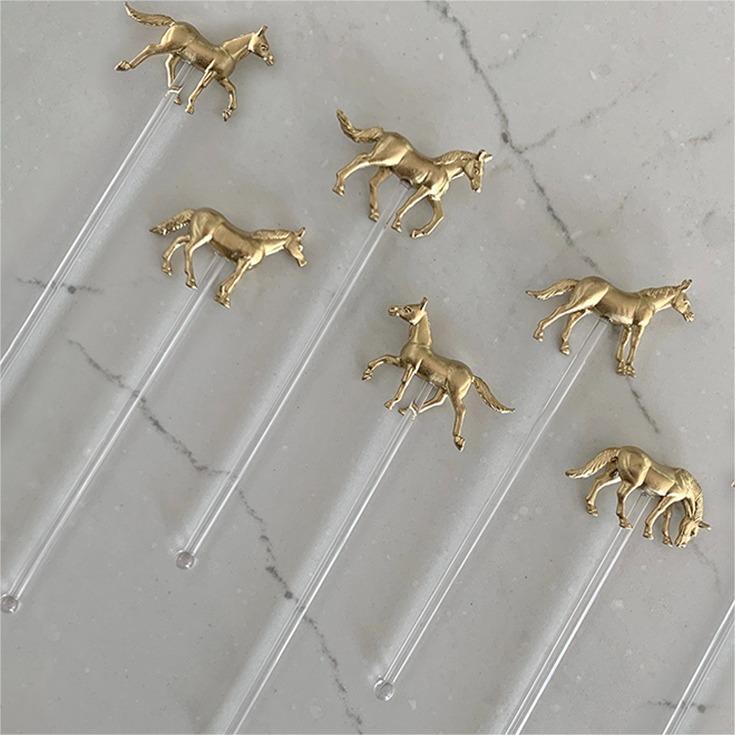 🌹150th Kentucky Derby🐎Derby Party Horse Drink Stirrers- Set of 6