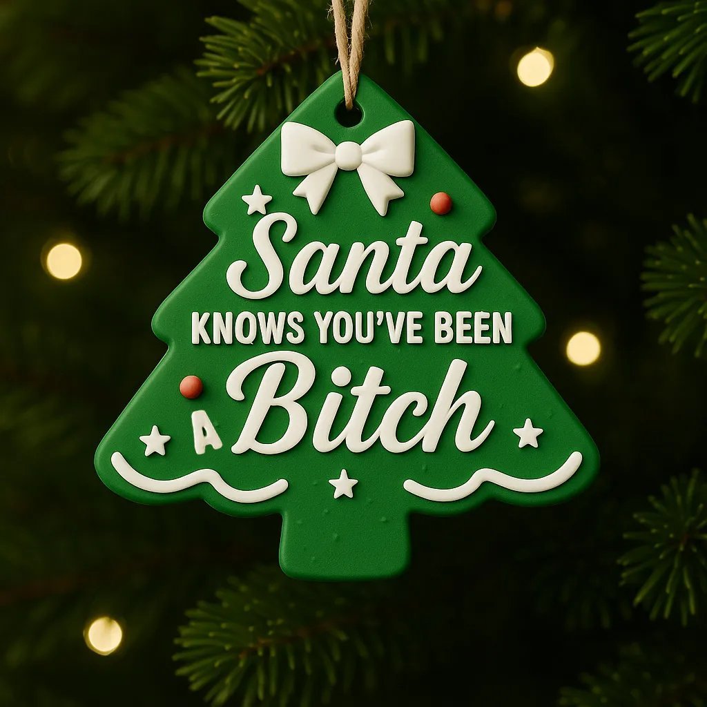 😂🎄Santa Knows You’ve Been a Bitch Ornament