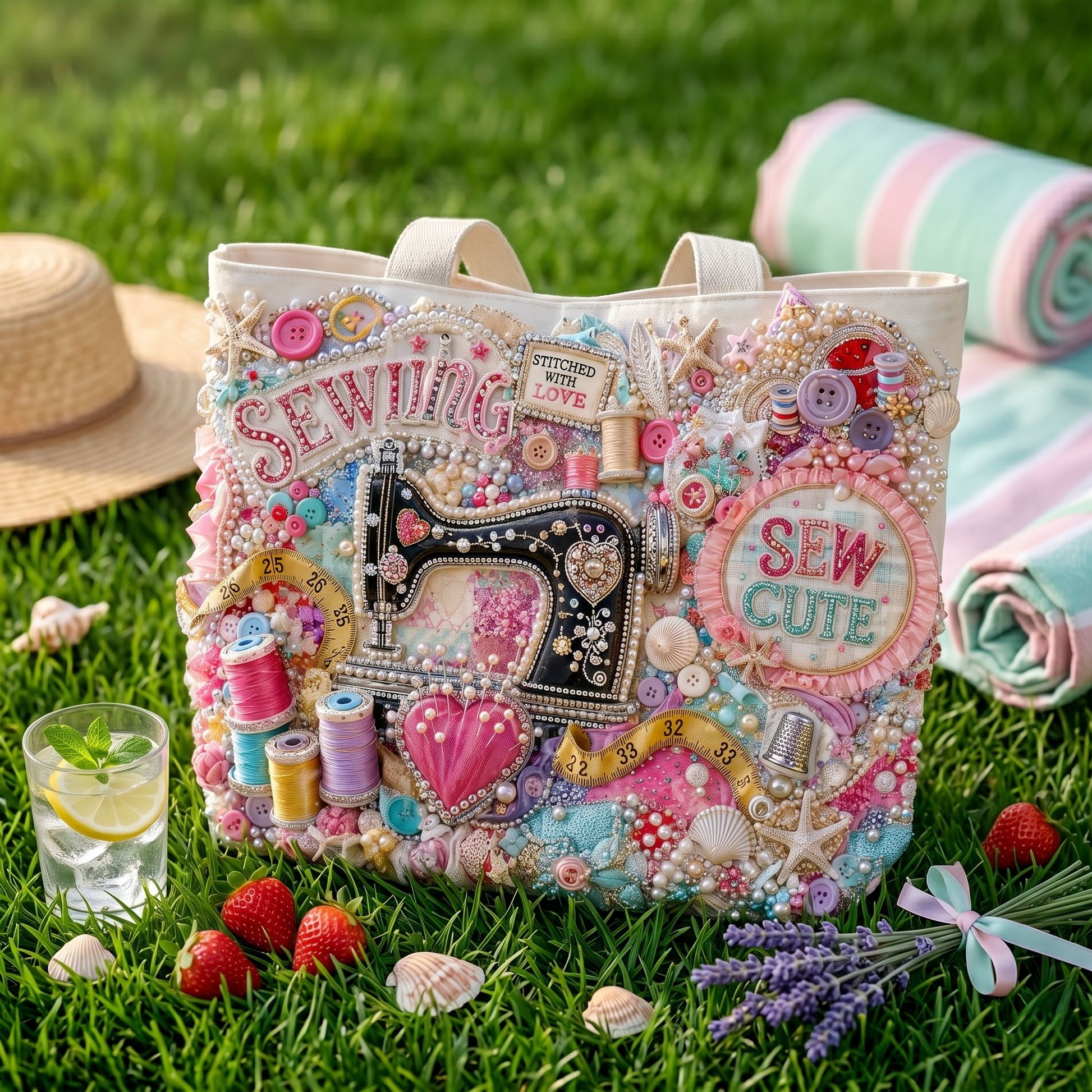 💖Personalized Sewing Lover Canvas Tote Bag 🧵👜 