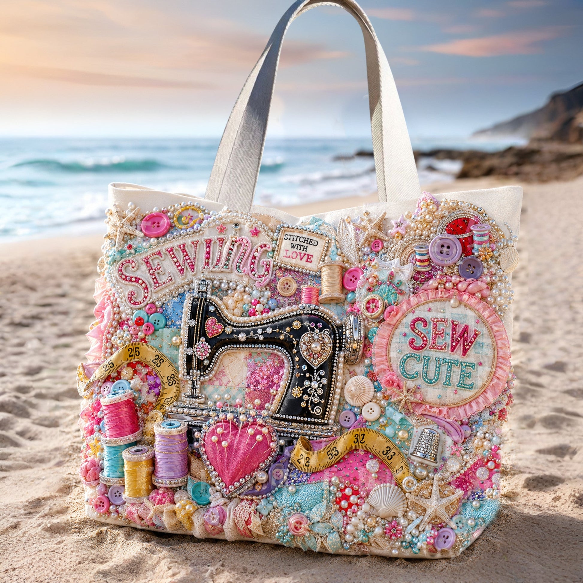 💖Personalized Sewing Lover Canvas Tote Bag 🧵👜 