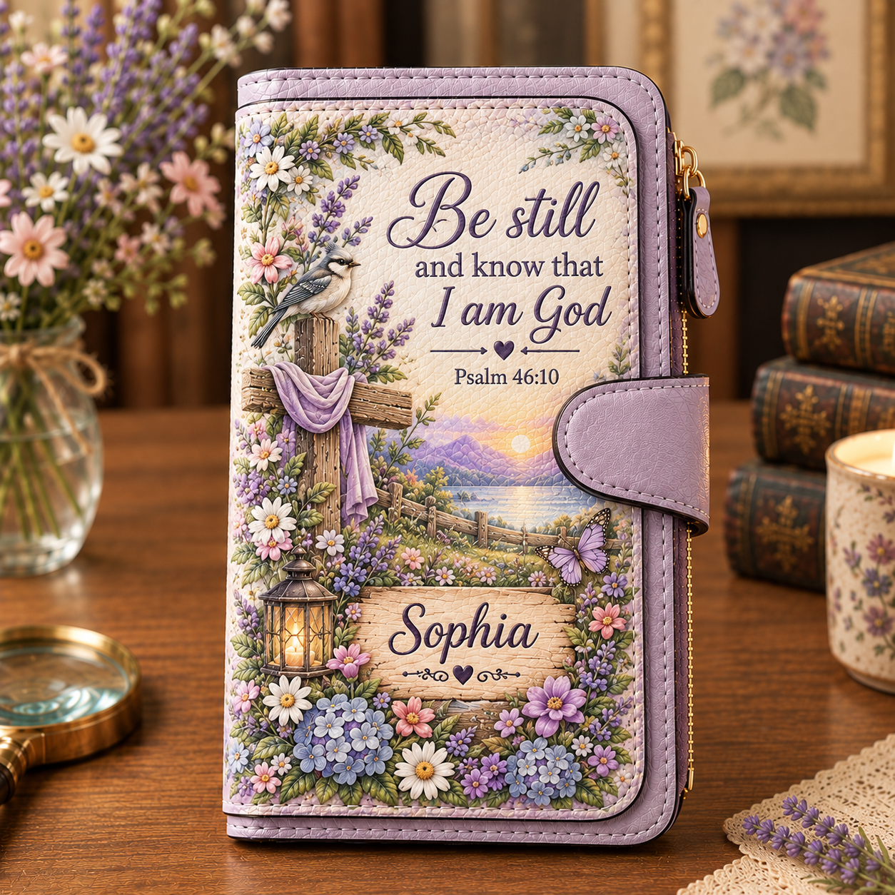 📖 Personalized Floral Scripture & Blessing Wallet ✝️💐