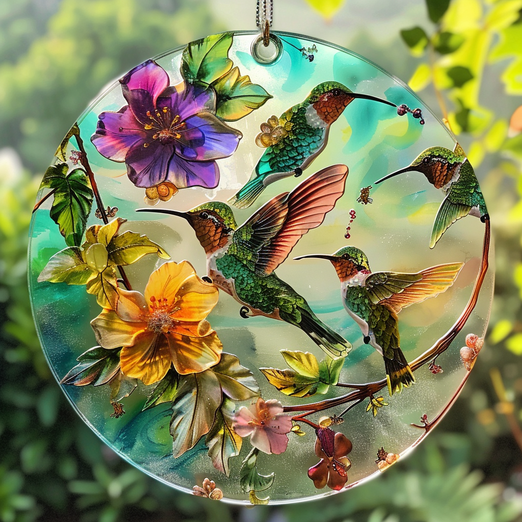 💐🌈Floral Hummingbird Suncatcher