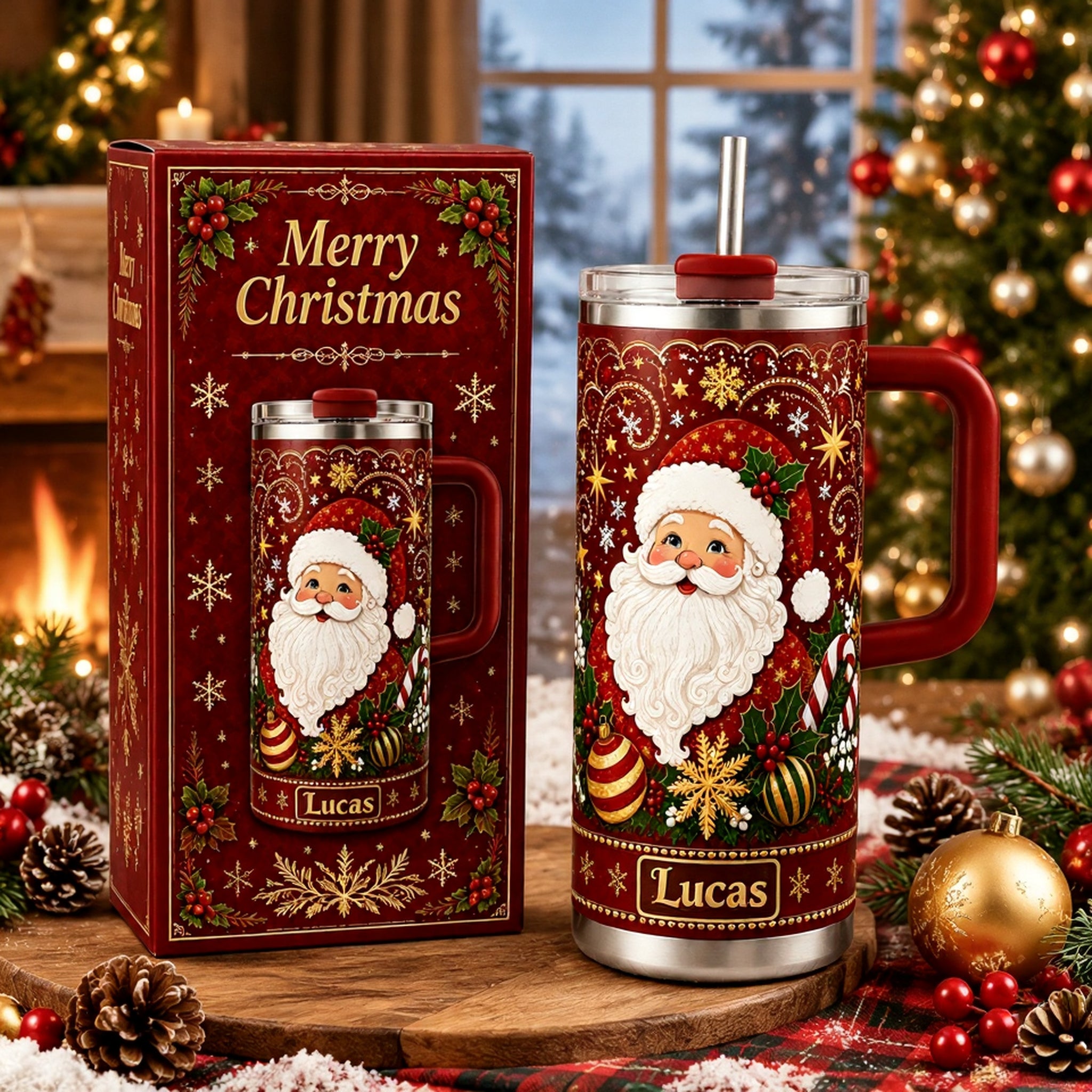 🎅🎄Personalized Vintage Santa Christmas Tumbler 🥤