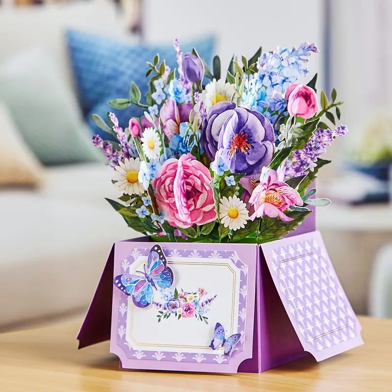 Colorful Floral Box Pop up Card for Mother's Day