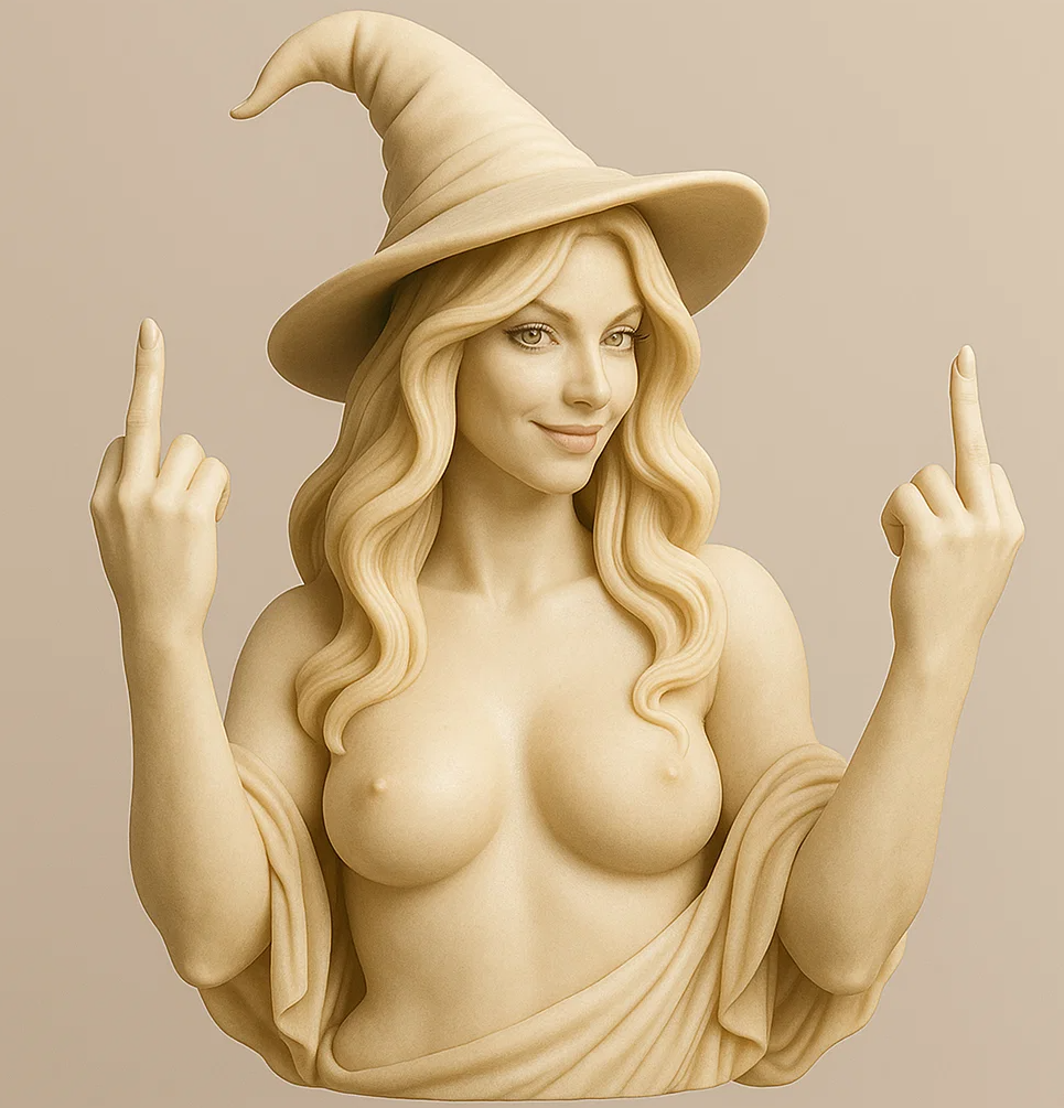 Middle Finger Witch Statue