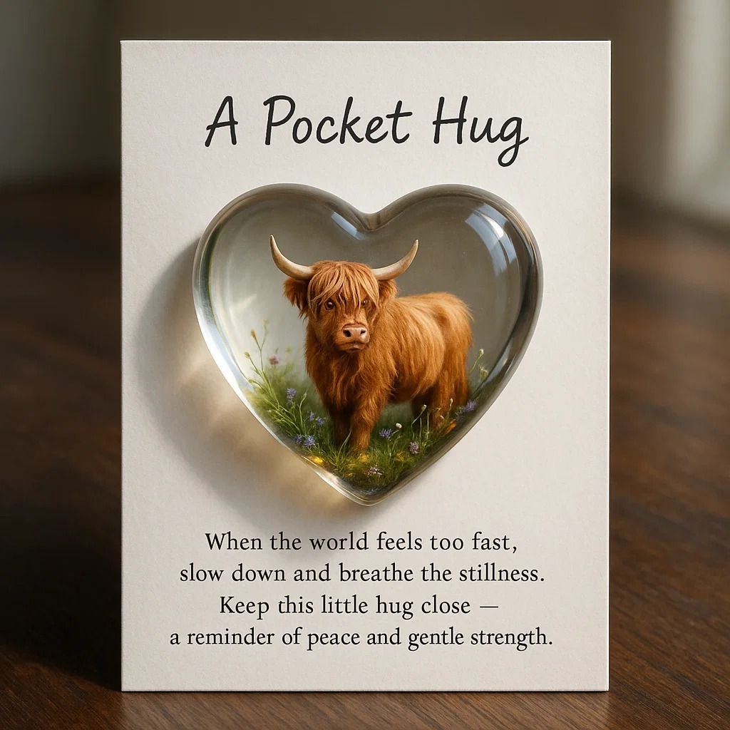 🐮💖 Highland Cow Pocket Hug Card