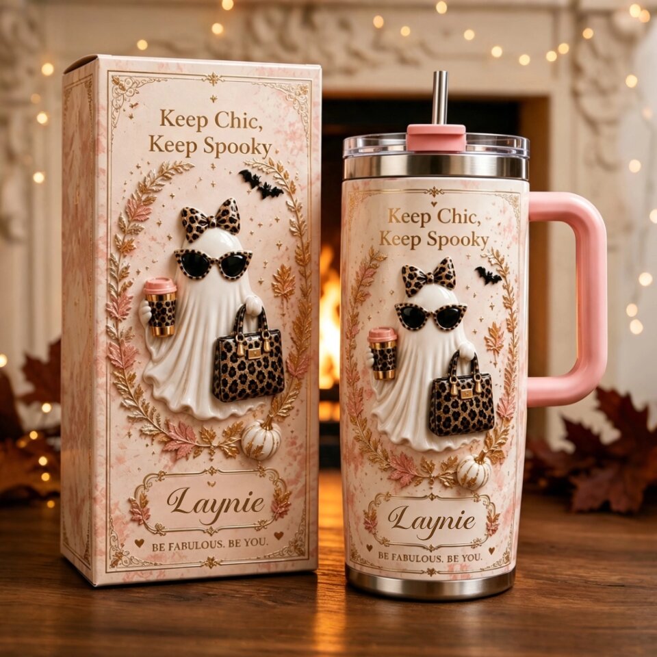 Personalized Keep Chic Keep Spooky Ghost Tumbler 👻🐆