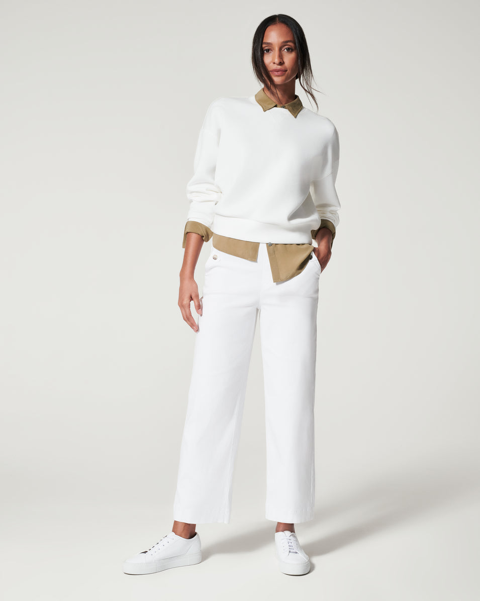 Stretch Twill Cropped Wide Leg Pant（Buy 2 Free Shipping）