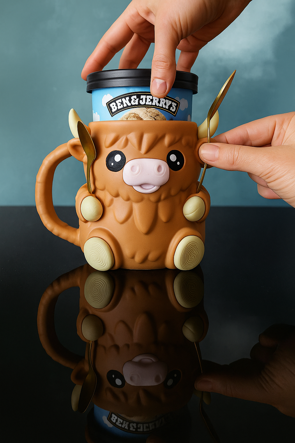 (🎁Last Day 49% OFF)🐮Ferdinand, the Highland Cow Ice Cream Pint Holder🍨🍦🍧