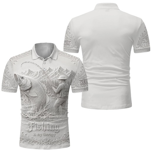 Love Fishing, Fishing Is My Therapy - Personalized Fishing Polo Shirt