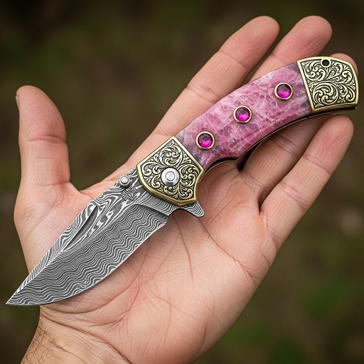 Evil Eye Damascus Folding Knives