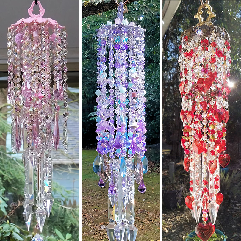 Aurora Crystal Wind Chimes，Made of hundreds of crystals and gems.