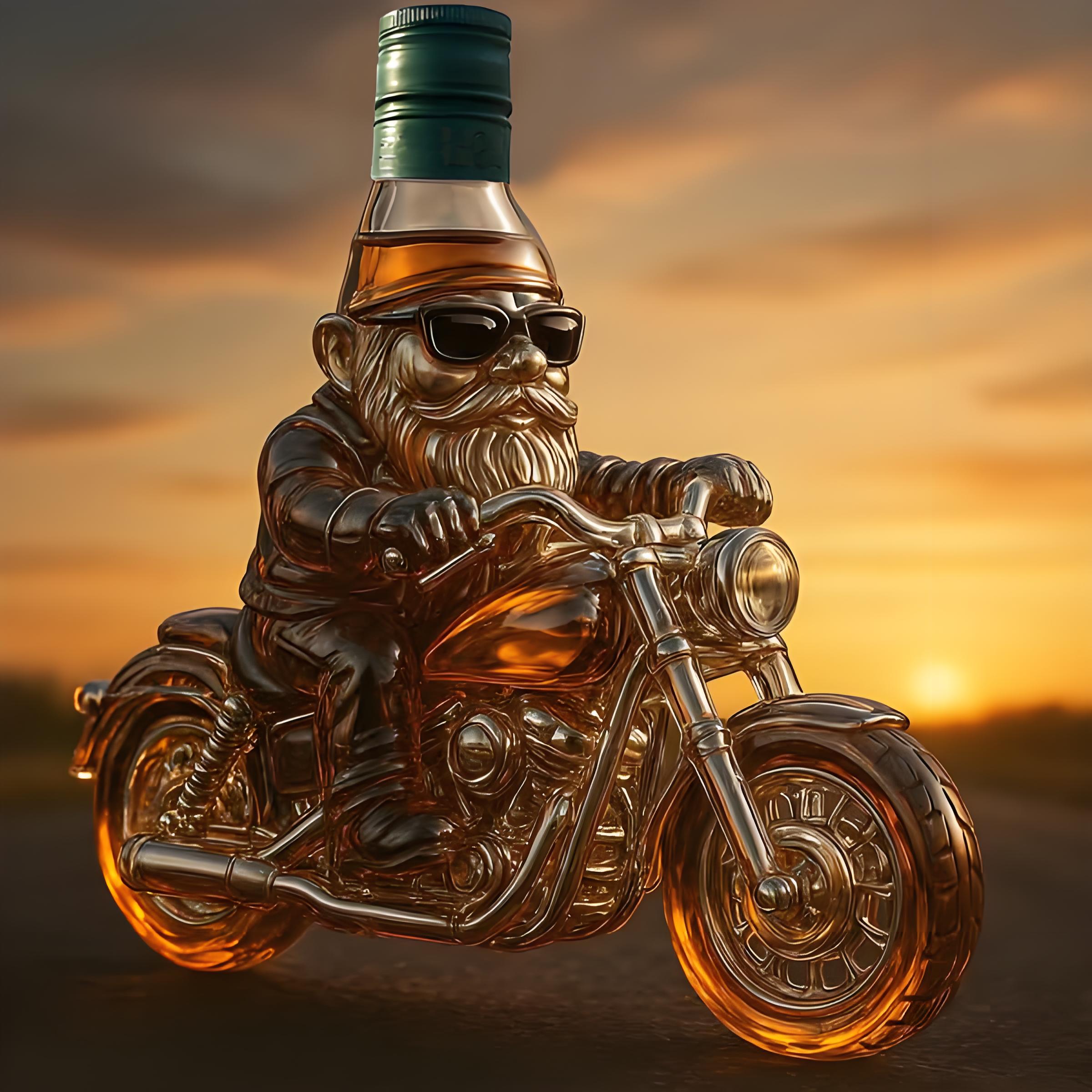🎅 Santa Claus Motorcycle Wine Bottle: Rebel with a Claus