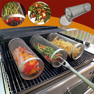 🔥BBQ Outside Rolling Grilling Basket-BUY 4 GET 2 FREE🔥