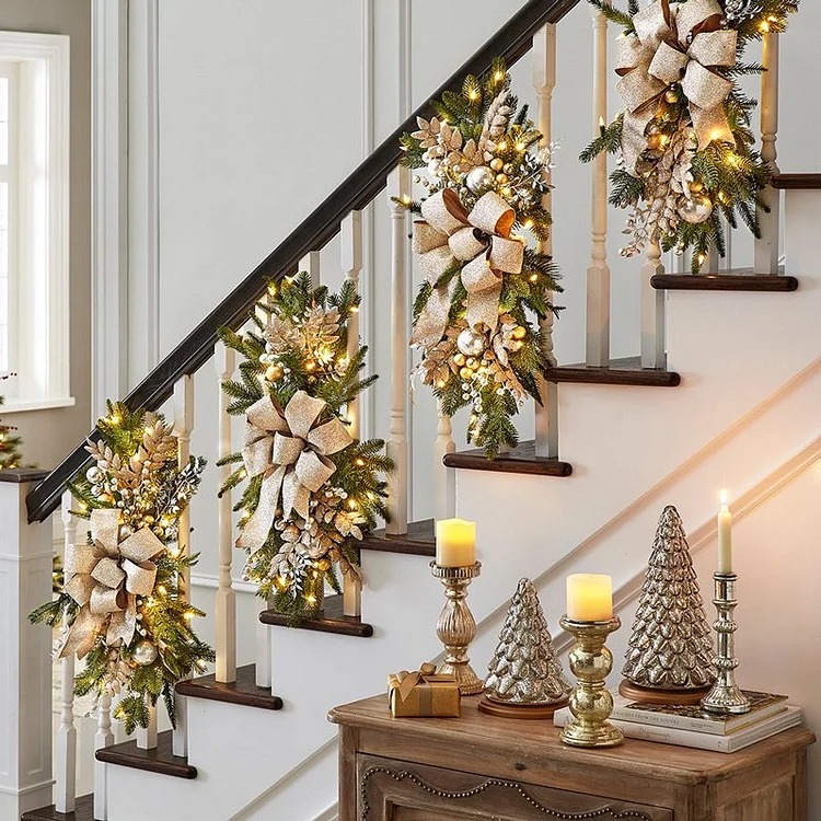 🎄CHRISTMAS PRE-SALE 49% OFF -The Cordless Prelit Stairway Swag Trim