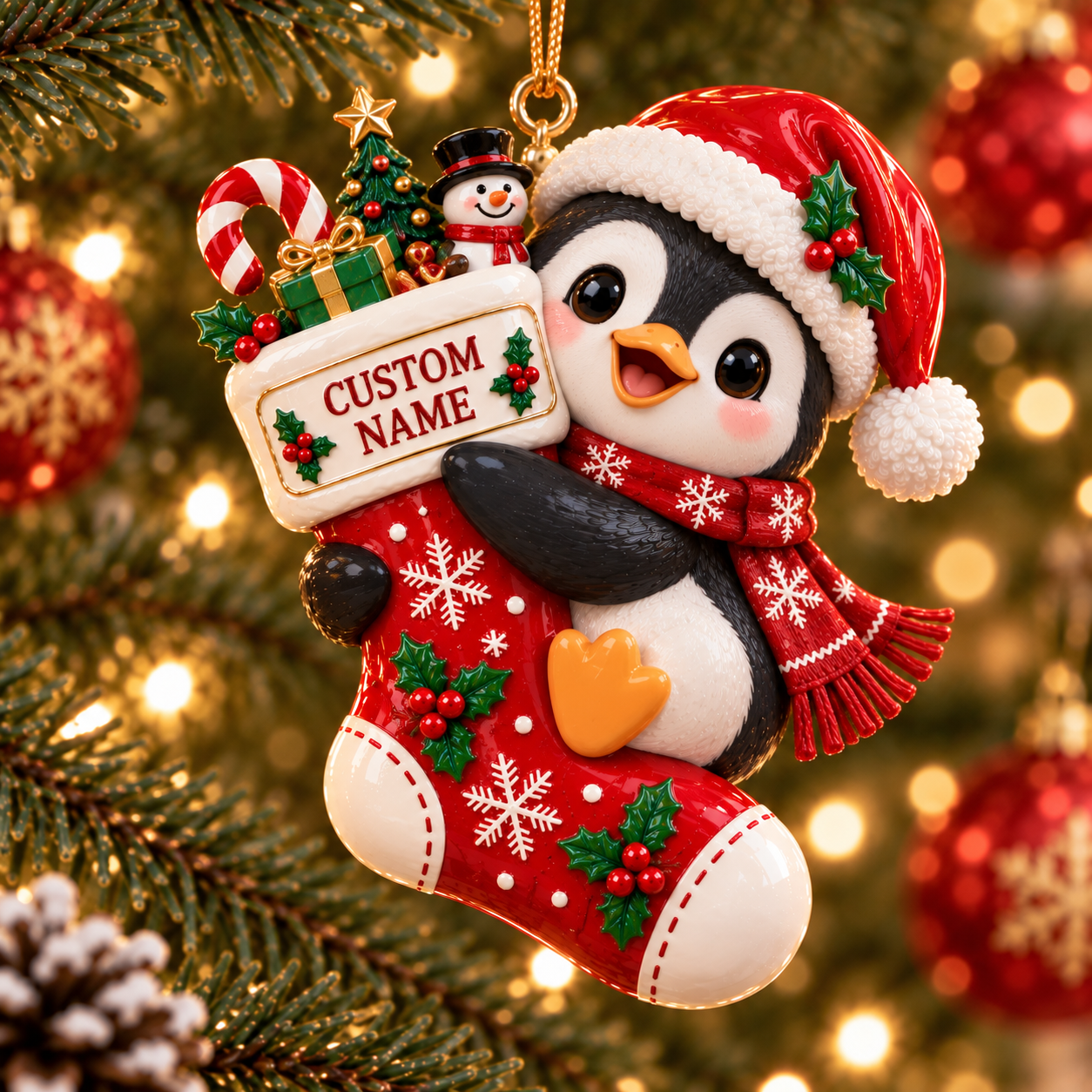 Personalized Christmas Stocking Animal Ornament 🎄🐼