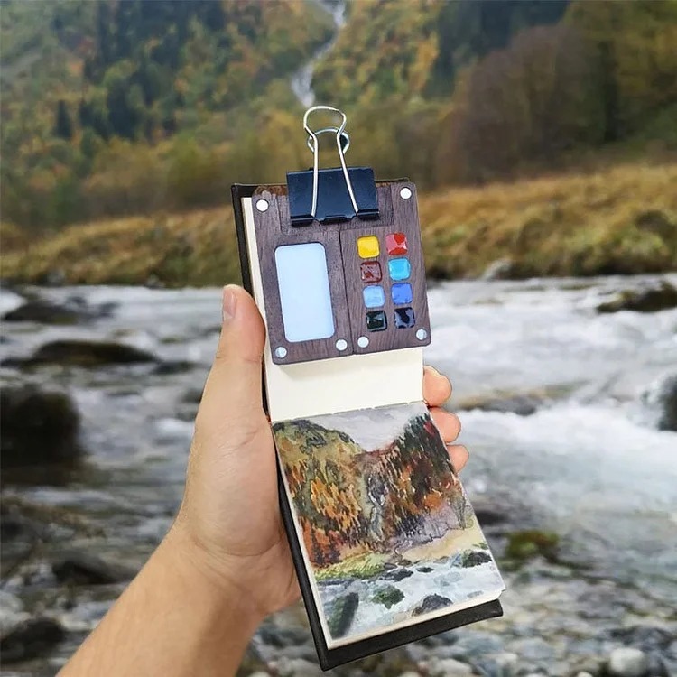 🎨🎈Portable Walnut Watercolor Palette