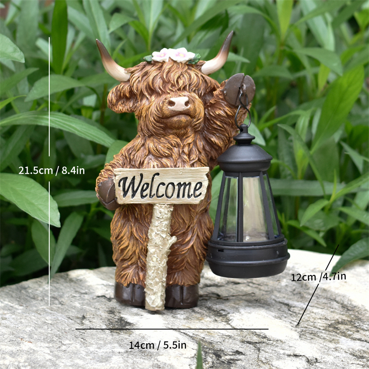 Solar Highland Cow Outdoor Statue with Lantern💡🐮 
