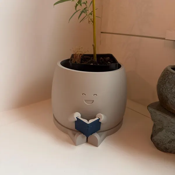 Cute Reading Buddy Planter Pot – Funny Book Lover Plant Holder for Indoor Decor
